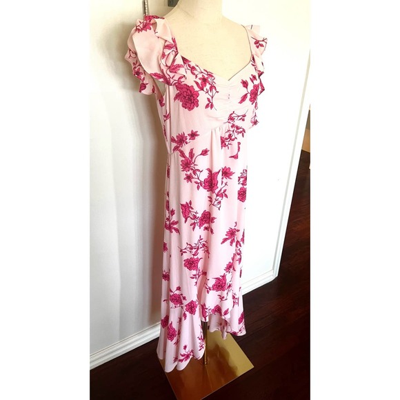 CECE Secret Blush Floral Spring Bouquet Ruffled Hi Low Maxi Dress Sz M - Picture 7 of 16